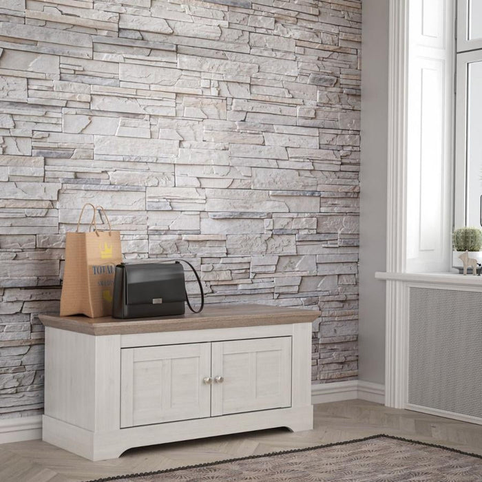 Illopa Oak Nelson and Snowy Oak 2 Door Bench