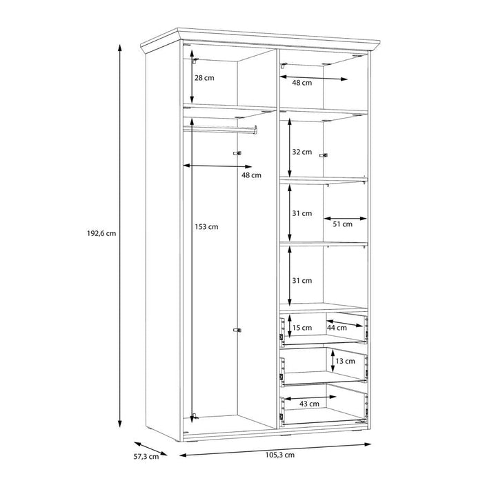 Iloppa Snowy Oak and Oak Nelson 2 Door Wardrobe