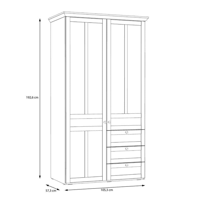 Iloppa Snowy Oak and Oak Nelson 2 Door Wardrobe