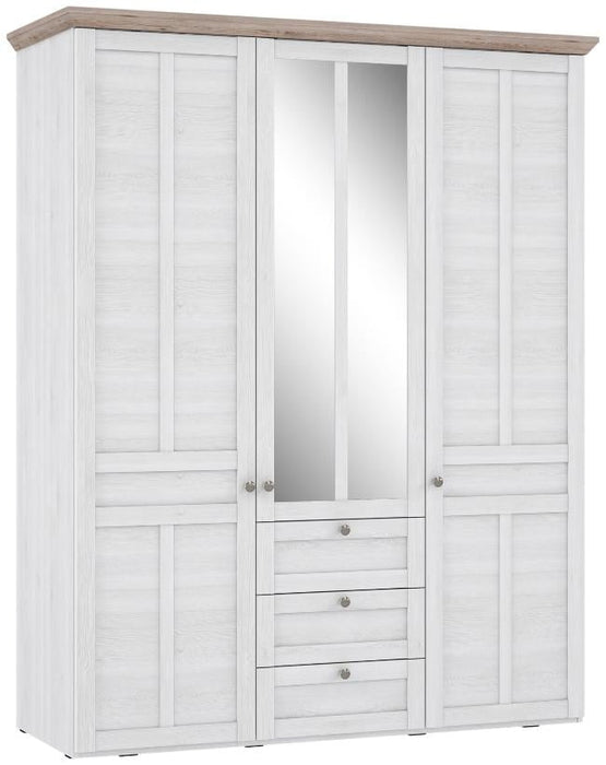 Iloppa Snowy Oak and Oak Nelson 3 Door Wardrobe