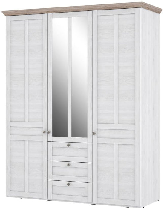 Iloppa Snowy Oak and Oak Nelson 3 Door Wardrobe