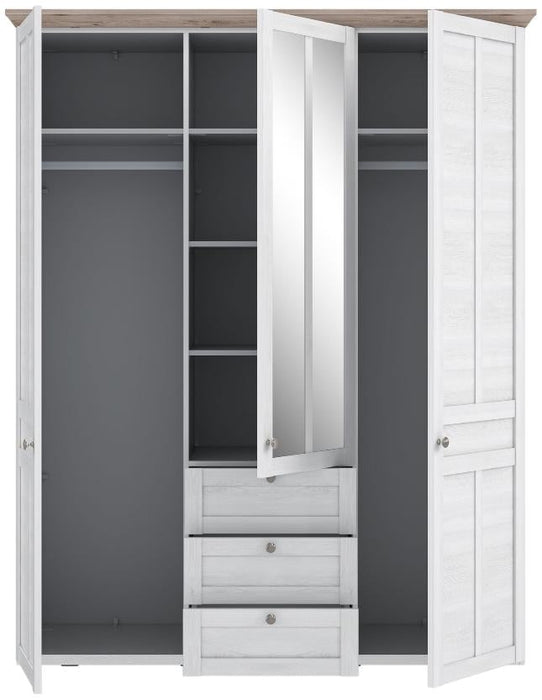 Iloppa Snowy Oak and Oak Nelson 3 Door Wardrobe