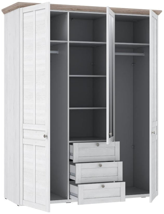 Iloppa Snowy Oak and Oak Nelson 3 Door Wardrobe