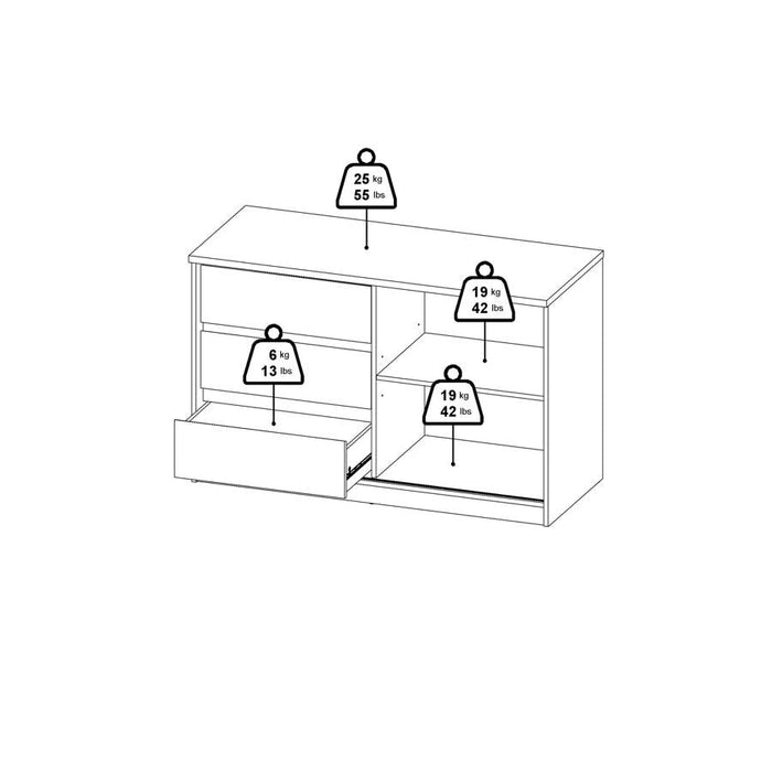 Naia 1 Sliding Door 3 Drawer Storage Unit