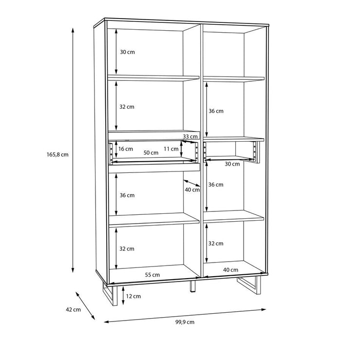 Nikomedes Spica Oak Matt Black and Bartex Oak Display Cabinet