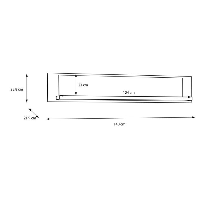 Nikomedes Spica Oak Matt Black and Bartex Oak Wall Shelf - 140cm