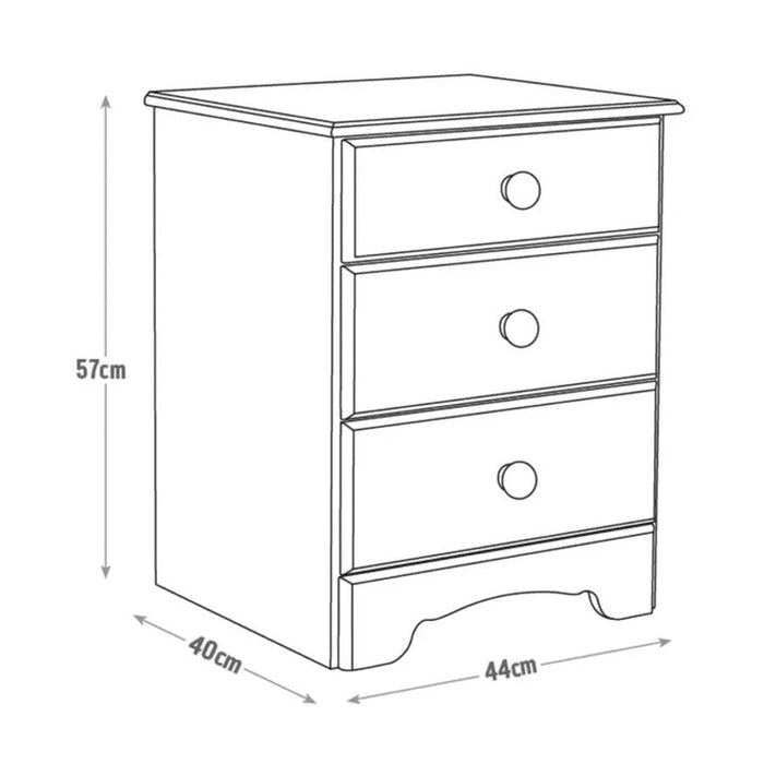 Nordic 3 Drawer Bedside Table
