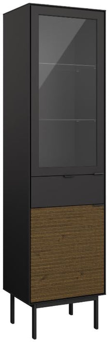 Soma Granulated Black Brushed Espresso 2 Door 1 Drawer Showcase
