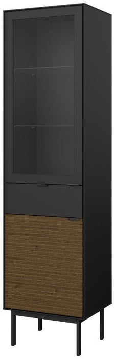 Soma Granulated Black Brushed Espresso 2 Door 1 Drawer Showcase