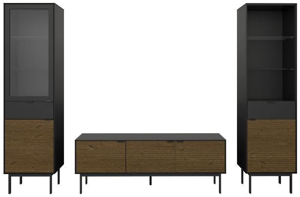 Soma 3 Door Granulated Black Brushed Espresso TV Table
