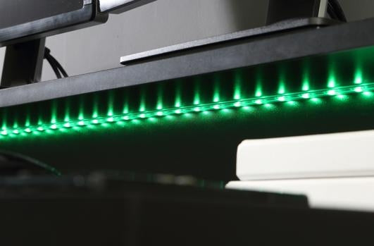 Tezaur Matt Black 2 Shelves Led Gaming Desk