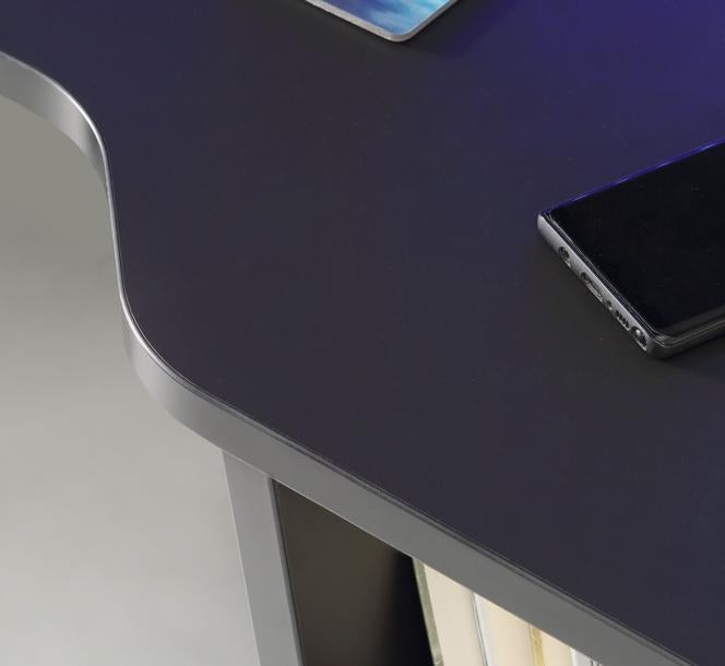 Tezaur Matt Black and Blue Led Gaming Desk