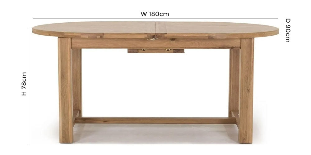 Vida Living Breeze Oak Oval 6 Seater Extending Dining Table