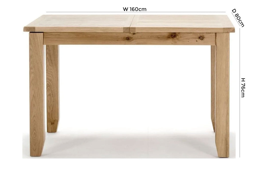Vida Living Ramore Oak 160cm Fixed Dining Table - 6 Seater