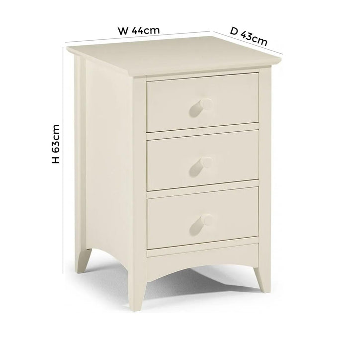 Cameo White Pine 3 Drawer Bedside Cabinet