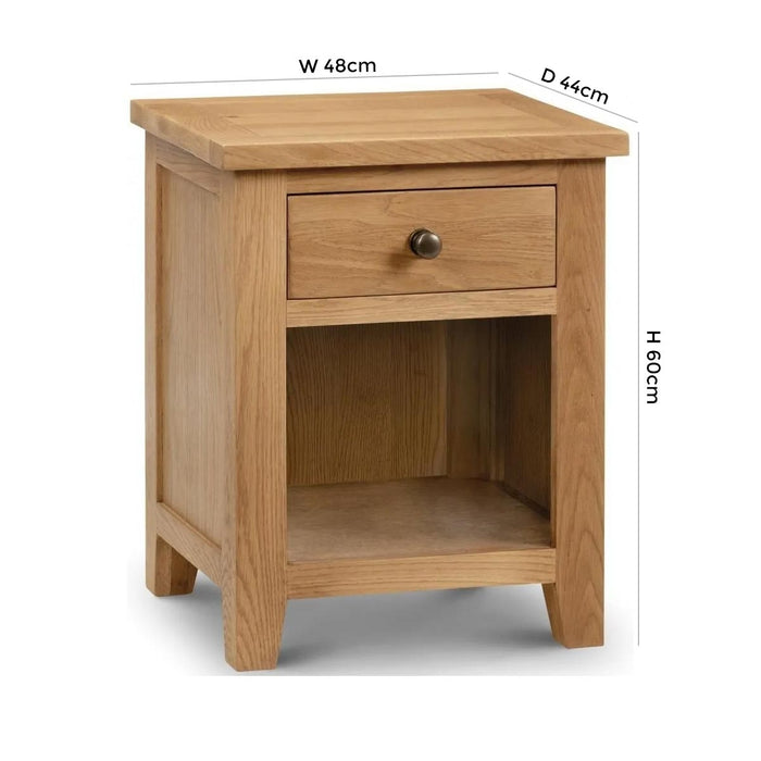 Marlborough Waxed Oak 1 Drawer Bedside Cabinet