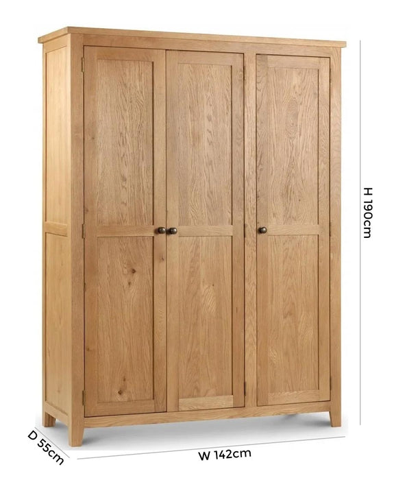 Marlborough Waxed Oak 3 Door Wardrobe