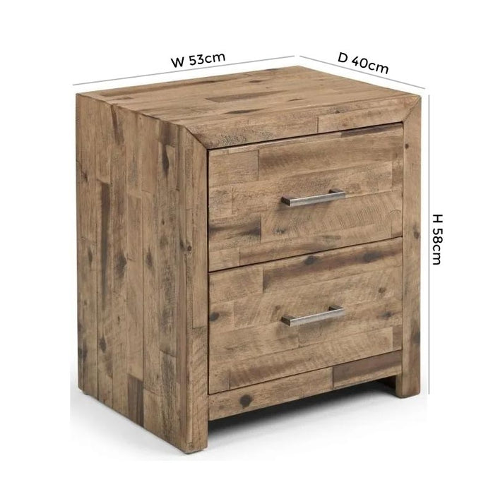 Hoxton Oak Solid Acacia 2 Drawer Bedside Cabinet