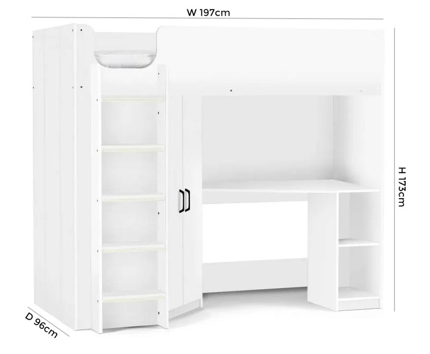 Hercules White High Sleeper Bed