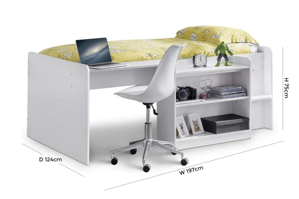 Neptune Matt White Midsleeper Bed
