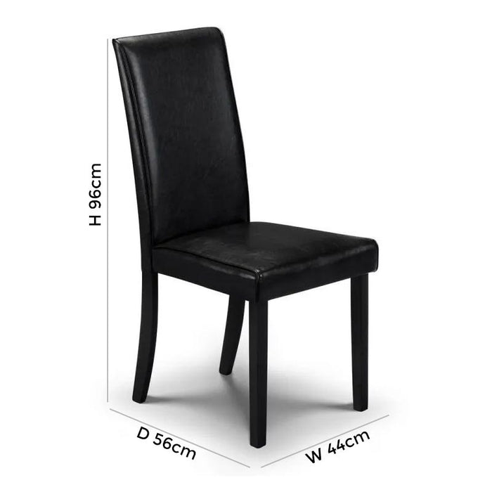 Hudson Black 4 Seater Dining Set with 4 Leather Chairs