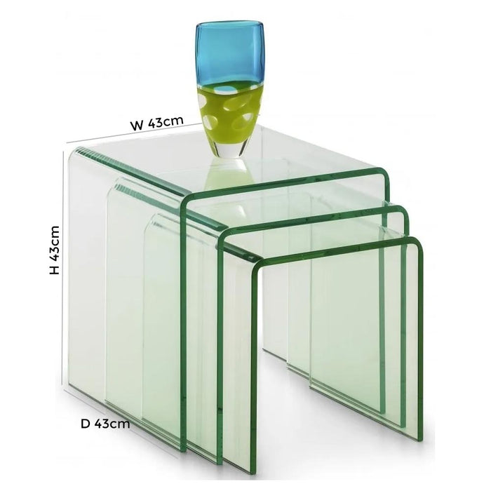 Amalfi Clear Glass Nest of 3 Tables