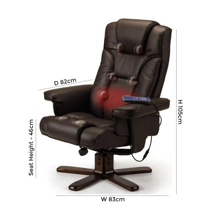 Malmo Brown Leather Recliner Chair and Stool