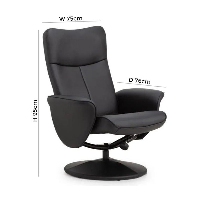 Lugano Black Leather Recline Chair