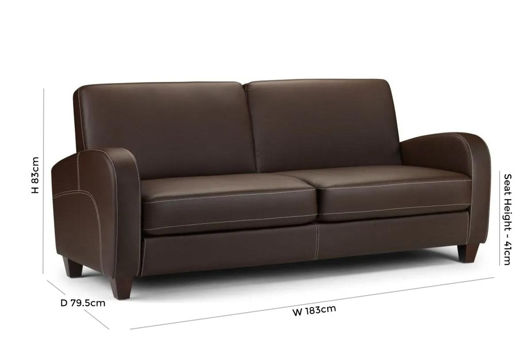 Vivo Brown Leather 3 Seater Sofa