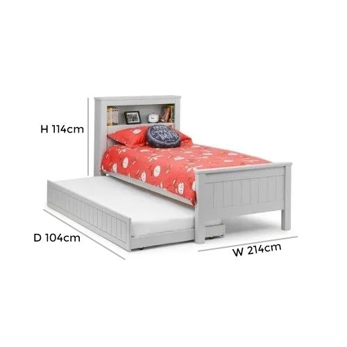 Maine Dove Grey Lacquer Pine Bookcase Bed