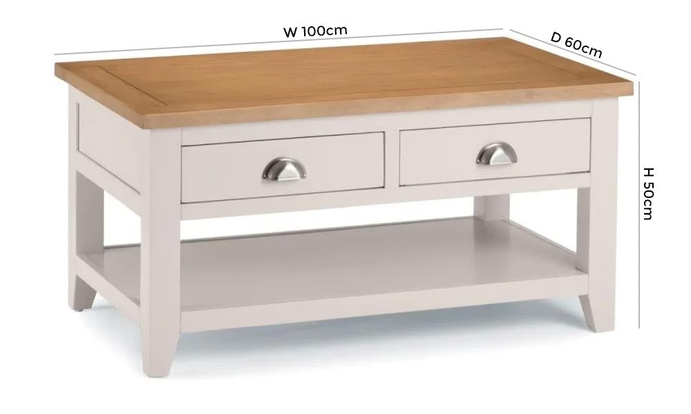 Richmond Elephant Grey 2 Drawer Coffee Table