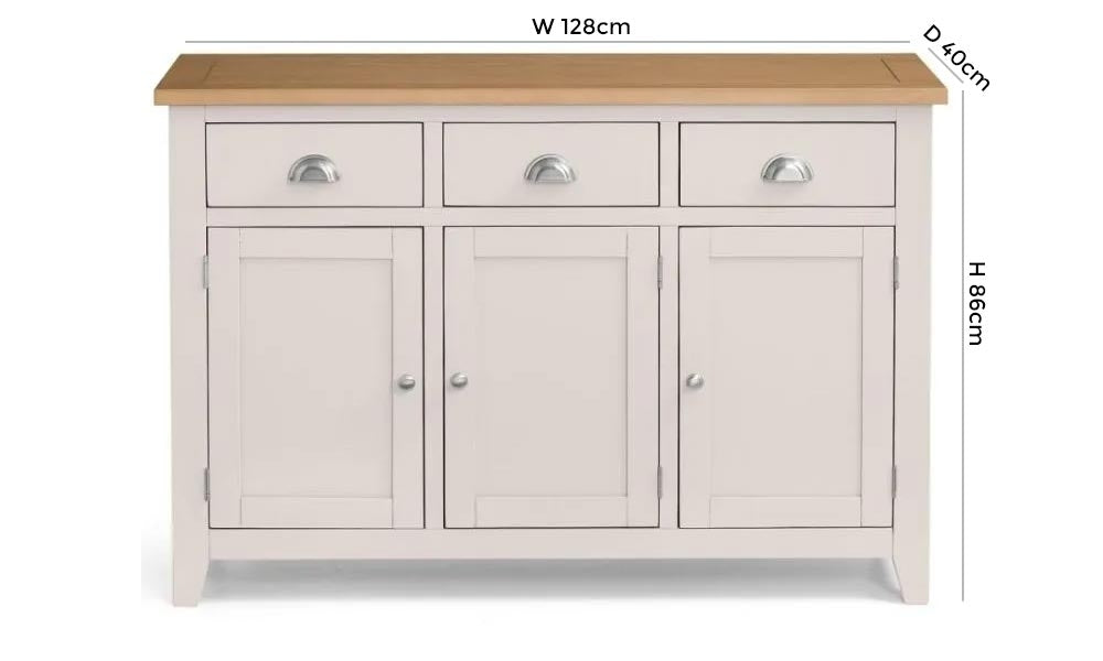 Richmond Elephant Grey 3 Door 3 Drawer Sideboard