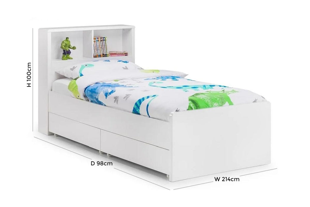 Manhattan White High Gloss Bookcase Bed