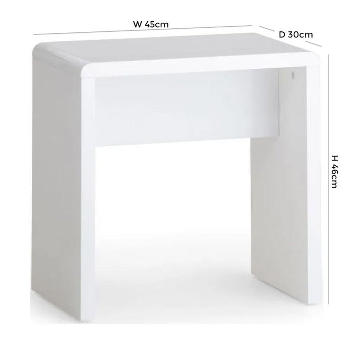 Manhattan White High Gloss Lacquered Bedroom Stool