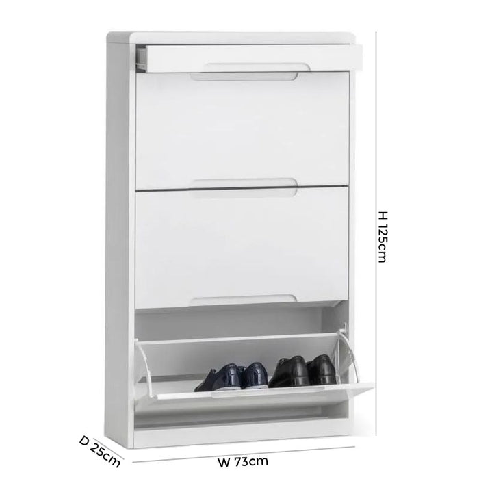 Manhattan White High Gloss Shoe Cabinet