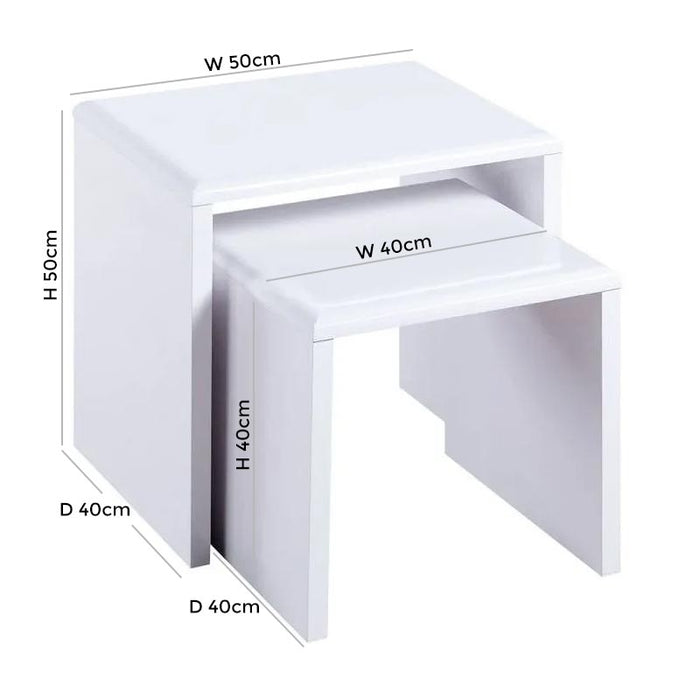 Manhattan White High Gloss Nest of 2 Tables