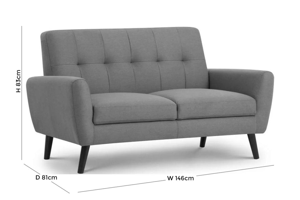 Monza Grey Linen Fabric 2 Seater Sofa