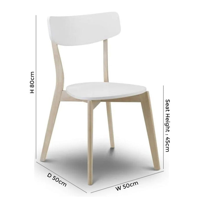 Casa White and Oak Square Dining Table Set with 4 Chairs