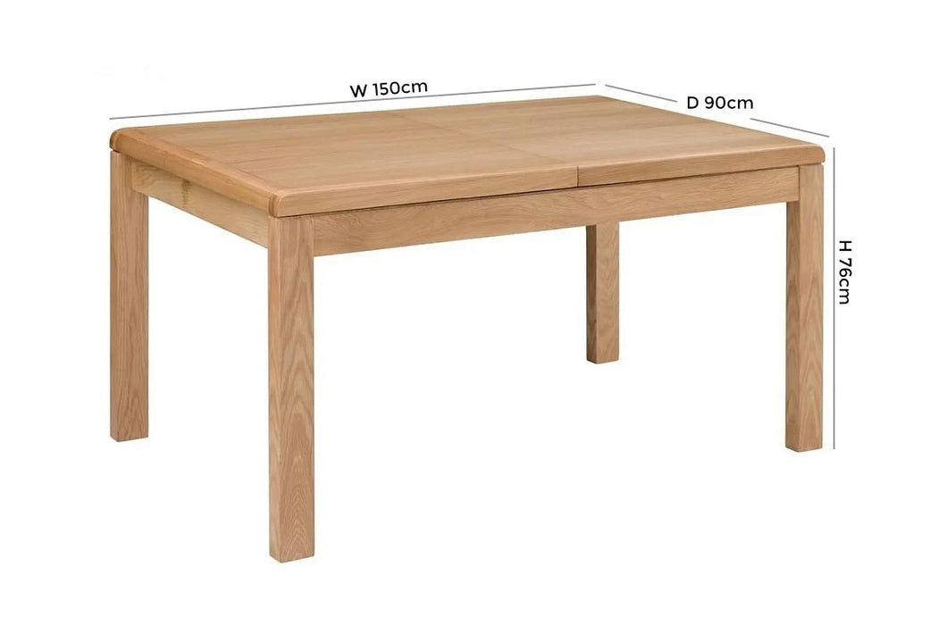 Curve Oak 6 Seater Extending Dining Table