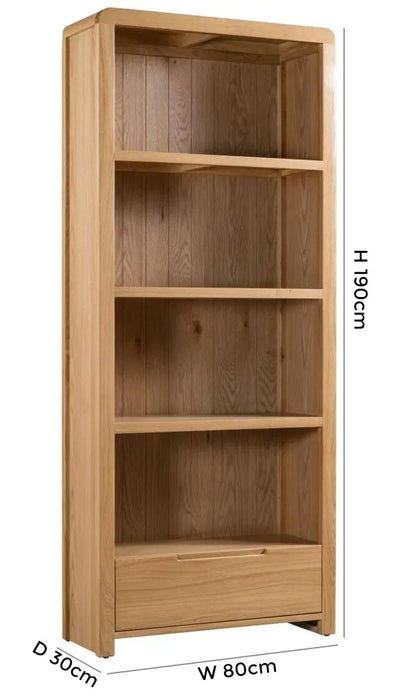 Curve Oak 1 Drawer Bookcase