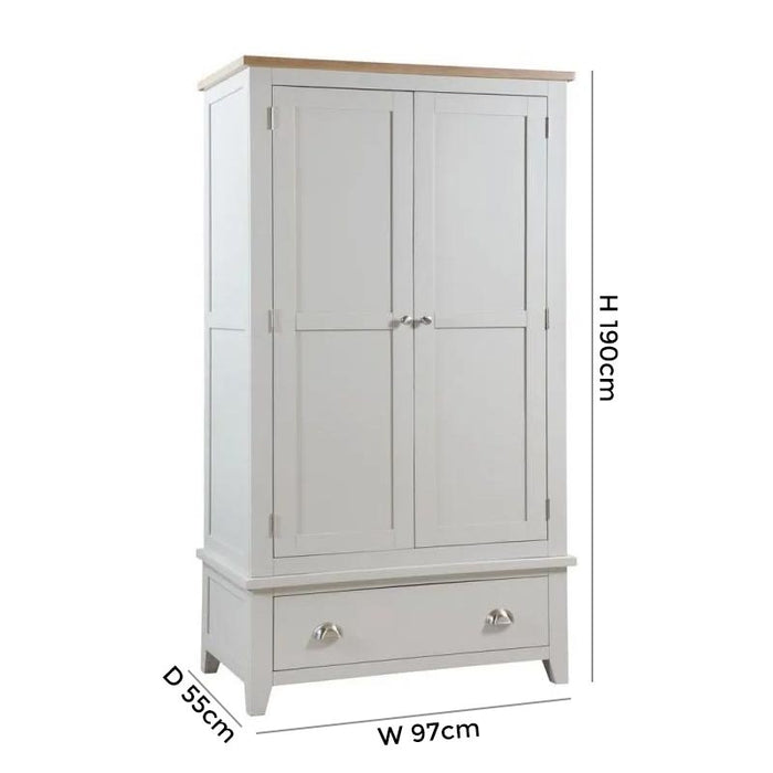 Richmond Elephant Grey Lacquered 2 Door 1 Drawer Wardrobe