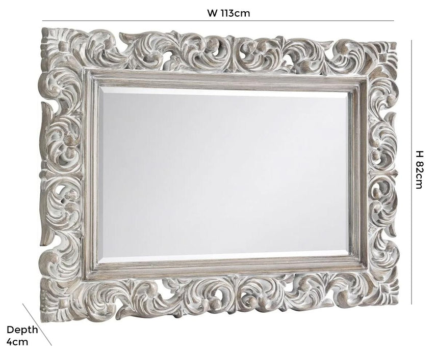 Baroque Rectangular Wall Mirror - 113cm x 82cm