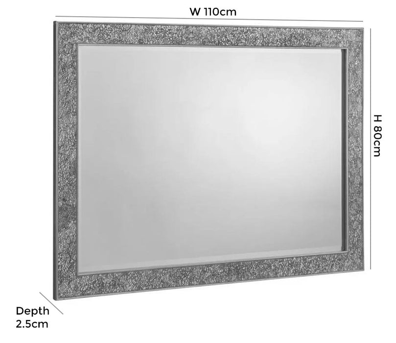 Staccato Fragment Silver Rectangular Wall Mirror - 110cm x 80cm