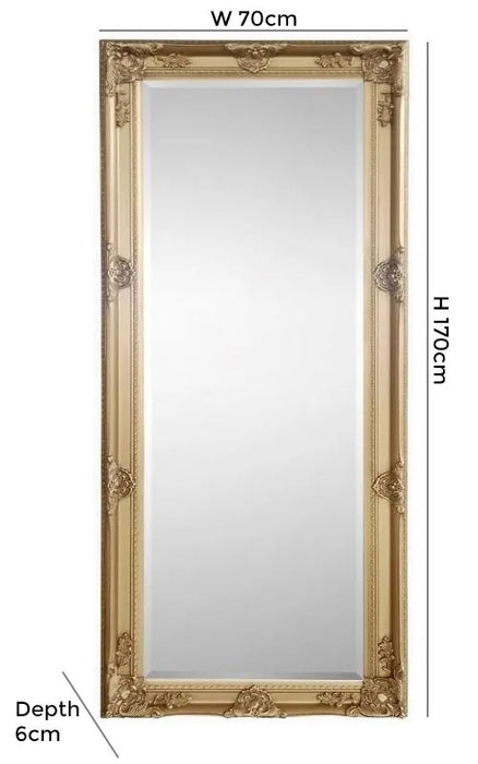Palais Gold Rectangular Leaner Mirror - 70cm x 170cm
