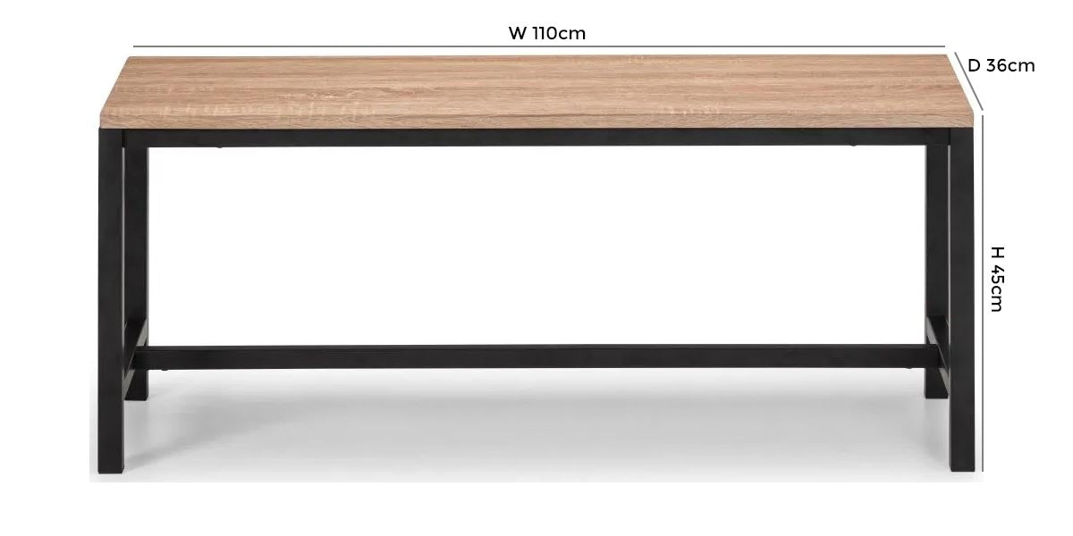 Tribeca Sonoma Oak Steel Dining Bench