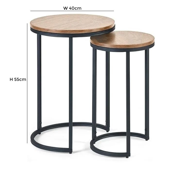 Tribeca Sonoma Oak Round Nest of 2 Side Table