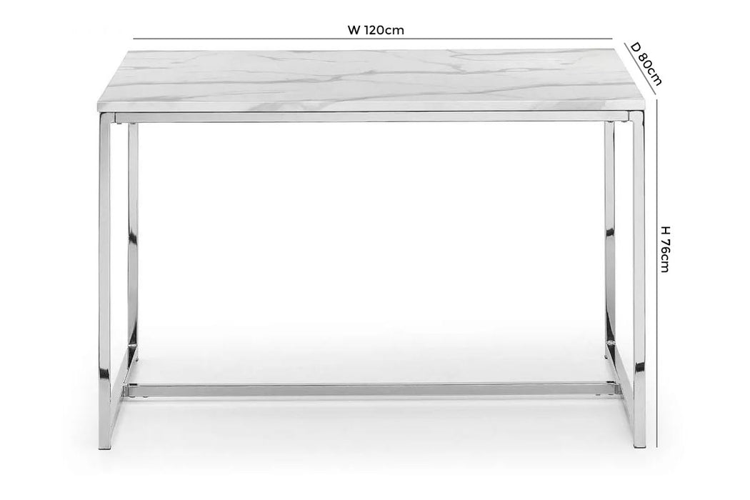 Scala White Marble and Chrome 4 Seater Dining Table