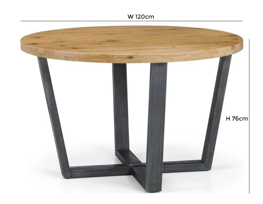 Brooklyn Rustic Round Dining Table - 4 Seater