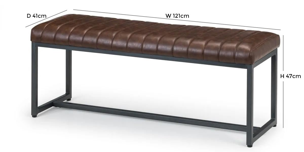 Brooklyn Brown Leather Dining Bench