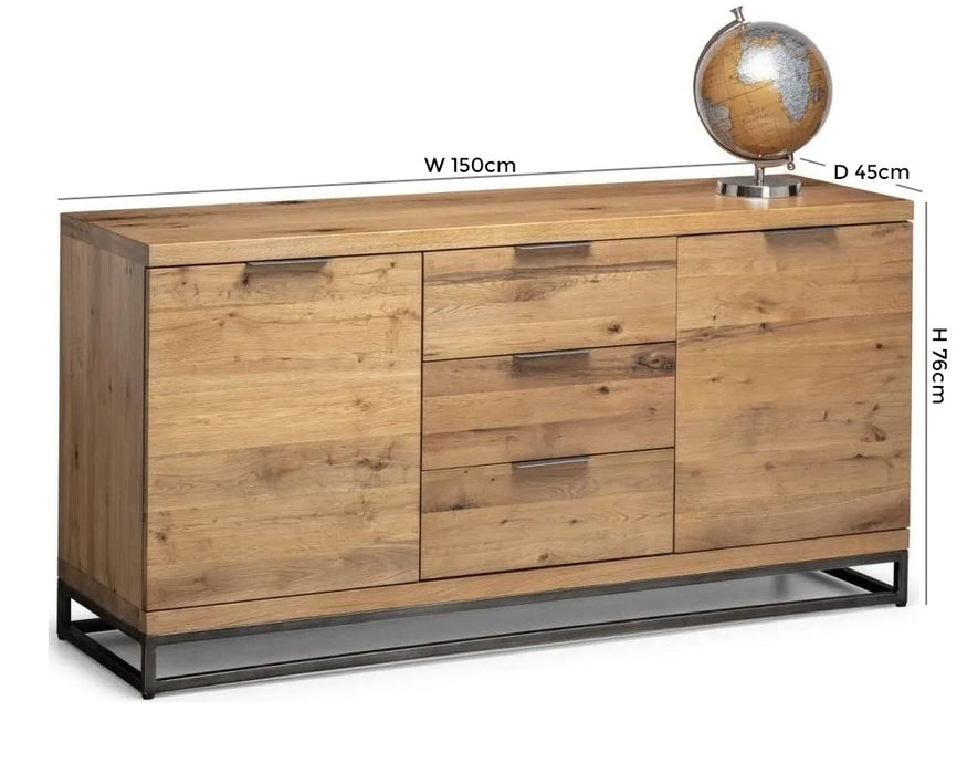 Brooklyn Rustic Oak 2 Door 3 Drawer Sideboard